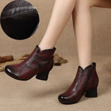 Autumn Winter Woman Genuine Leather Ankle Boots Female Casual Shoes Women Waterproof Warm Snow Boots Ladies