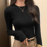 Short Style Long-Sleeved Sweater Women's Autumn And Winter New Small Bottomed Shirt Short Style Slim