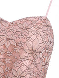 Two-tone Floral Lace Retro Front Short and Back Long Sling Dress Women Spaghetti Strap Elegant Ladies Sweet Party