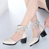 Fashion Sandals Mesh Genuine Leather Shoes Woman High Heel Sandals 2021 New Breathable Cool Boots Summer Women