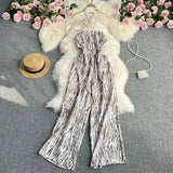 Zingj New 2023 Summer Korean Version Of The Retro Wind Dye Neck Jumsuit Female Show Thin Chest Straight Tube Wide Leg