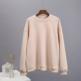 Summer Soft Cotton Sets Women Loose Casual 2 Pieces Long Sleeve Sweatshirt &amp; High Waist Pants Solid Outfits