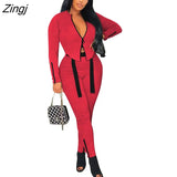Autumn Sportswear Outfits Women Fashion Zipper Jacket Top and Elastic Waist Pants Tracksuit Casual Solid 2pcs Suit