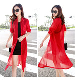 Chiffon Kimonos 2019 Summer Women Blouses Beach Cardigans Shirt Tunics Robe Femme Chemise Red Green White Black Kimono