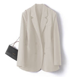 Small Suit Jacket Female Spring And Autumn Korean Version Of Loose Temperament Double Buckle Leisure Career Suit Blouse