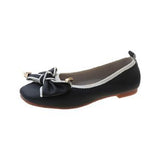 Fragrant Wind Bow Light Mouth Single Shoes Women 2025 Spring And Summer New Flat Sole Pedal Bean Shoes Large Size Women's