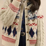 Knitted Design Buttoned Cardigan- Outfit