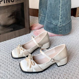 Version Of Fairy-Dish Noodle Butterfly Bow Head Mary Jane Heel 2025 Spring And Summer New Word With Tunlock Single