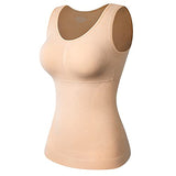 Tummy Control Shapewear Tank Tops Cami with Built in Bra Seamless Body Shaper Camisole Slimming Compression Waist