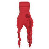2024 Summer New Women's Fashion Sexy Belt Wrapped Chest Irregular Side