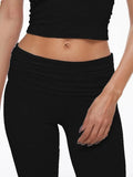 Short Sleeve Cropped Top Fold-over Flare Pants Set- Outfit