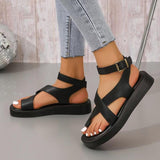 New Large-Size Toe Polyurethane Thick-Soled Leisure Outside The Roman Wind Wearing Ring-Foot Buckle Women's