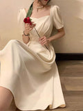 Dress For Women Elegant Midi Dress Office Ladies Solid Clothing Femme Fashion Summer