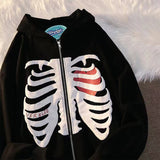 Y2k Tops Letter Print Grunge Goth Oversized Zip-Up Hoodies Streetwear Harajuku Hip-hop Kawaii Women