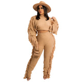 Zingj New Women's Wear Casual Solid Color Knit Long Sleeve Tassel