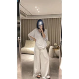 Shoulder V-Neck Cotton Short-Sleeved T-Shirt Women's Summer Korean Version Of The Big Version Of The Loose Half-Sleeved Top Simple Casual
