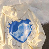 letter embroidery love sky pattern cardigan zipper hoodie womens 2021 casual loose lazy clothes for teens zipper