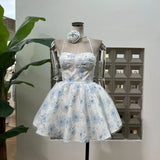 Waist Wave Point Tampering With Printed Bra Short Skirt With Flowers Can Be Sweet Can Want Early Spring Fluffy