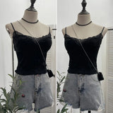 Set Up The Coat Series Velvet Lace Lace Sling With Chest Pad Wear Vest Top
