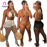 Bikini Set Cover-ups for Women 2022 Summer Holiday Beach 2 Piece Set Halter Neck Crop Top Knitted Pants Matching
