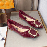 Shoes Children's New Spring 2025 Sharp-Pointed Light-Mouthed Single-Shoe Red Wedding Shoes Mother Soft-Soled Bean