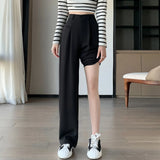 High Sense Suit Pants Female Spring And Summer 2025 New High Waist Hanging Feeling Wide Leg Pants Loose Thin Narrow Version Of The Floor Trousers-Outfit