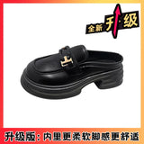 Bag Head Half Slippers Women 2025 Autumn New Round Head Thick Soles To Wear Cold
