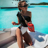 Piece Swimsuit 2021 Sexy Lace Up Swimwear Women Swimsuit Black White Striped Bathing Suits Beach Wear Swim Print