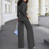Suit Suit Autumn And Winter New Solid Color Commuter Feeling Small Suit High Waist Trousers Two