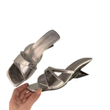 Women 2025 New Wearing Fashion High-End Silver Heels High Heels Summer With Skirt Cool Drag