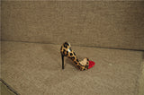 Onlymaker Women's Peep Toe 12cm High Heels Leopard print Pumps Sandals Woman Dress Party Office Slipper Shoes Big Size