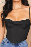 Quality Summer Corset Top Y2k Women 2023 Lined Sexy Bodycon Top Draped Black White Female Padded Top for Party