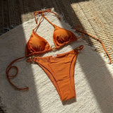 2025 New Sexy Nylon With Light Metal Ring With Dew-Back Split Body Swimsuit