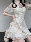 Aging Temperament Fashion New Chinese Style Dress Female Design Sense Irregular Minority Improved Cheongsam Short