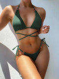 Zingj Single Dress 2023 Bikini Solid Color Sexy Bikini Ladies Split Dress Triangle Bikini