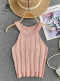 Hotsweet Pearls Women Tops Strapless Backless Slim Fit Senior 2024 Korean Style Fashion Streetwear Mini Knitted