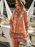 Spring Summer Printed Dress Fashion Long Sleeve Skirt Bohemian Leisure Holiday Women's Dress Dresses for Women Robe