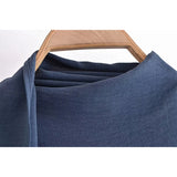 Blue Crop Top Women Pleated Summer Blouses Woman 2023 Tie High Neck Short Sleeve Blouse Female Elegant Chic Woman