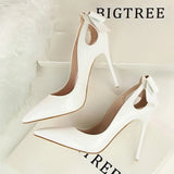 Shoes Patent Leather Women Heels Pointed Toe Woman Pumps Sexy High Heels 2022 Hot Bow-Knot Pumps Women Stiletto