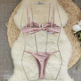 Three-Point Solid-Color Bikini Sexy Split Swimsuit Women With Adjustable Low-Waist Triangle
