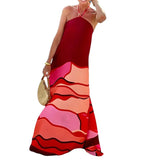 2025 Summer New Women Fashion Neck Back Print Long