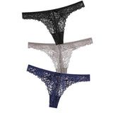 Sexy Lace Thong Low Waist Lace Transparent Panties Women Hollow out Breathable G String Briefs Bow Underwear