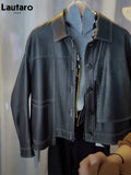 Spring Autumn Short Orange Black Loose Soft Faux Leather Jacket Women Buttons Runway Luxury Designer Clothes
