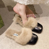 Red Explosion Bag Head Hair Slippers Women Wear Plus Plus Velvet And Anti-Slip 2025 New Autumn And Winter Plush Warm Cotton