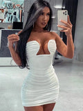 Strapless Mini Black Bodycon Sleeveless 2022 Summer Women Dress Dresses Party Sexy White Off Shoulder Clothes