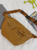 Vintage Wash Capacity Crossbody Bag-Outfit