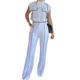 Zingj Summer New Casual Fashion And Simple Temperament Closed Waist Home Suit Pants-Outfit