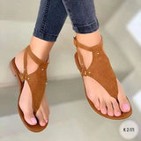 Zingj New Large Size Sandals Female Flat Toe Human Type Flat Sandals Perennial Supply- Outfit