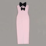 Purely Famous Temperament Banquet Small Dress French High-End Bow Tight Waist Shoulder