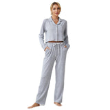 Zingj Women's Pajamas Autumn And Winter Thick Long-Sleeved Cardigan Trousers Two Sets Of Home